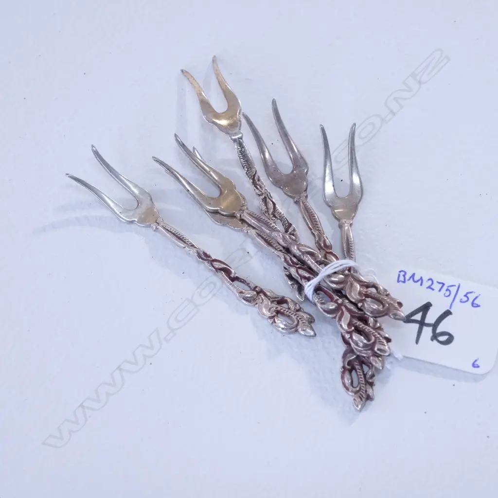 SIX .835 DUTCH SILVER COCTAIL FORKS Image 1++