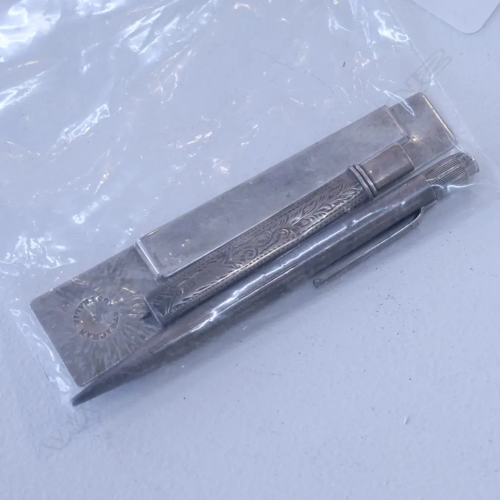 AUSTRALIAN SILVER BILLFOLD & 2 SILVER PENCILS Image 1++