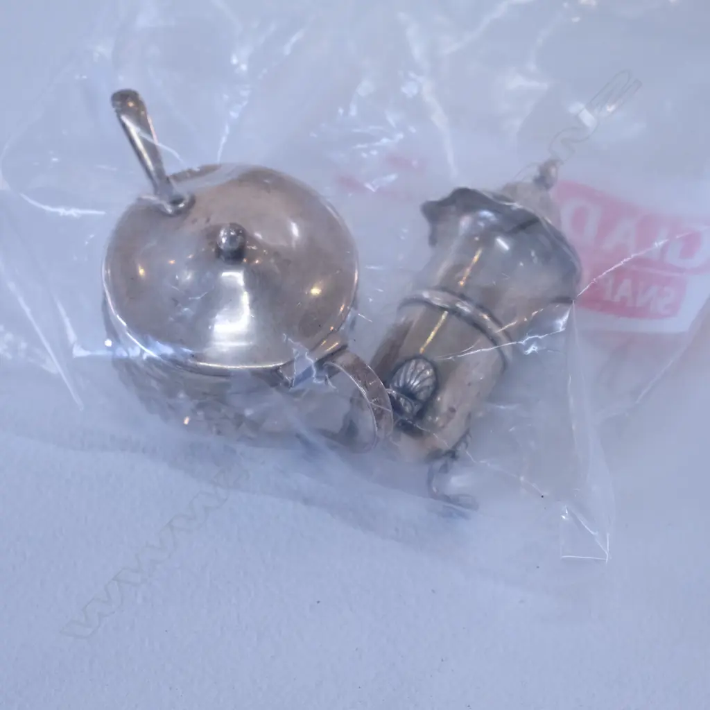 SILVER PEPPER, MUSTARD POT & SPOON Image 1++