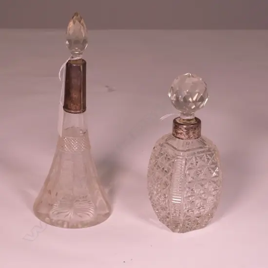 2 SILVER TOPPED DRESSING TABLE BOTTLES (1 AF)