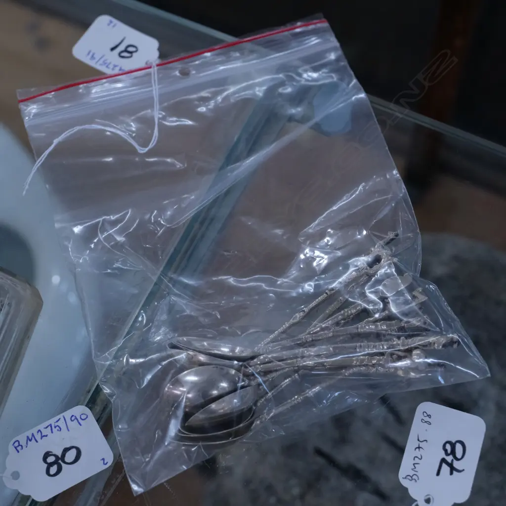 TWELVE .900 STANDARD SILVER COFFEE SPOONS Image 1++