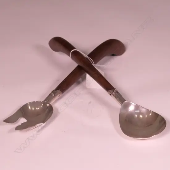 PR SILVER & WOOD SALAD SERVERS
