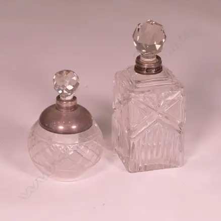 2 SILVER TOPPED DRESSING TABLE BOTTLES Image 1++