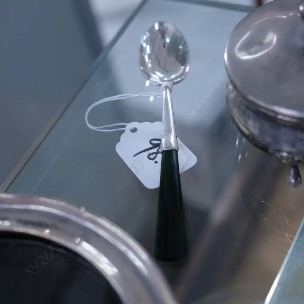 NZ SILVER & GREENSTONE SPOON  Image 1++