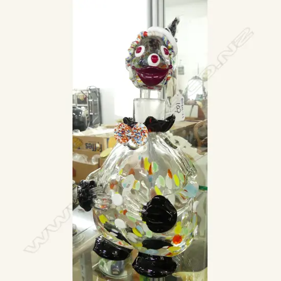 MURANO ART GLASS CLOWN DECANTER H. 285MM
