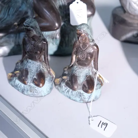 SMALL PAIR OF "PANIA OF THE REEF" BRONZES 