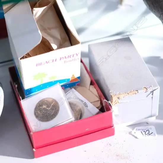 LOT ASST STAMPS AND COMMEMORATIVE COINS 