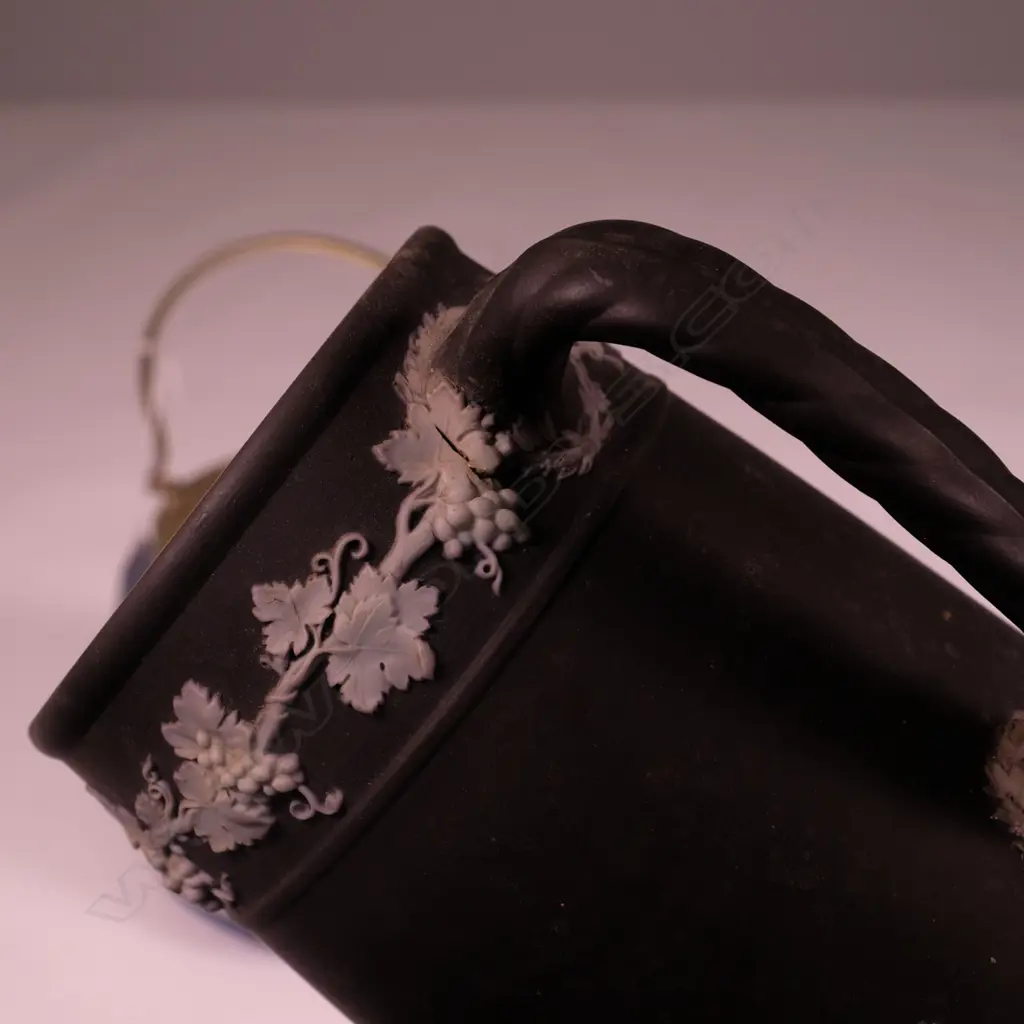 AA W/WOOD JASPER WARE JUG,VASE + ADAM BISCUIT BARREL H 200 MM  Image 1++