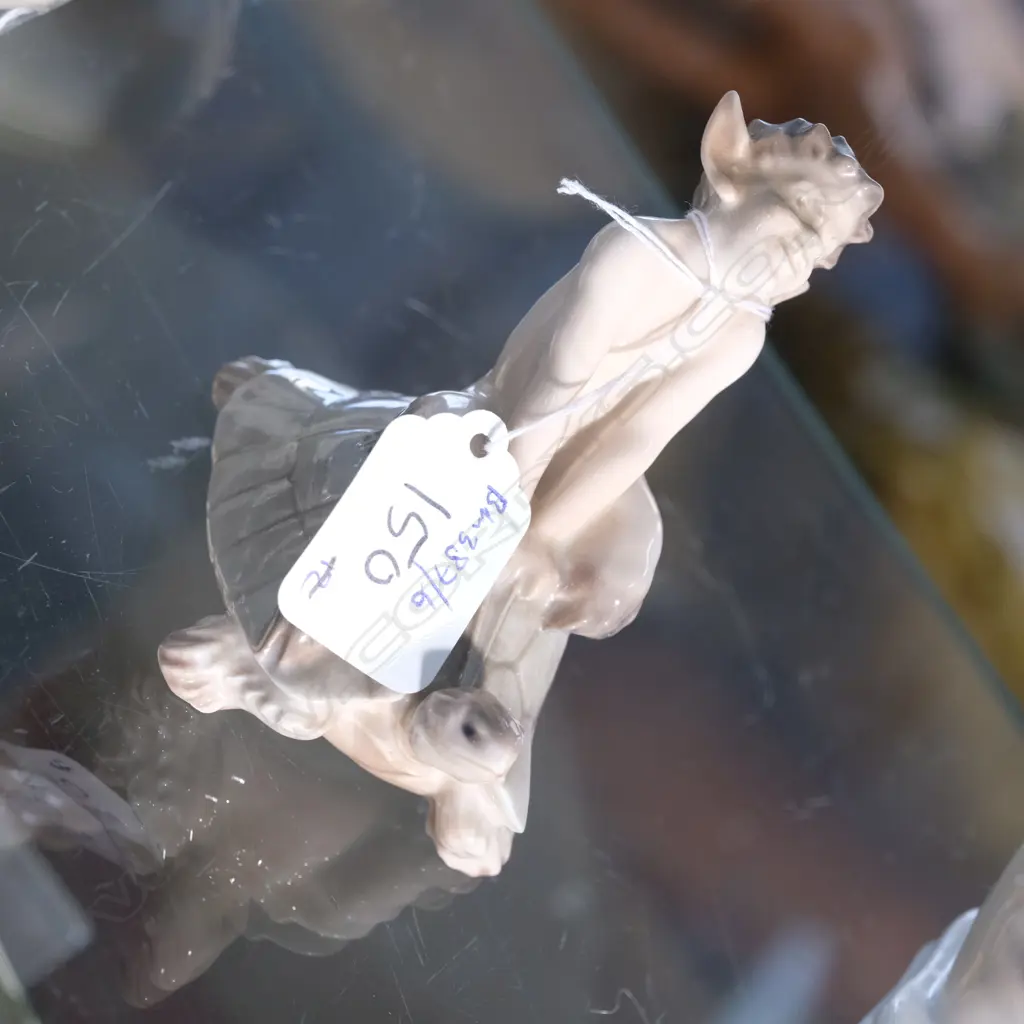 .A R/COPENHAGEN FIGURE OF PAN RIDING ON A TORTOISE H 90 MM Image 1++