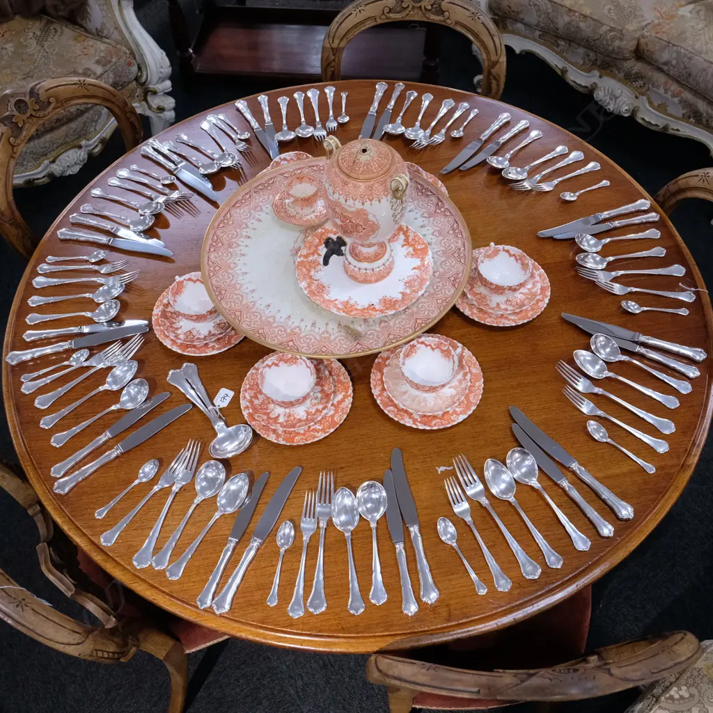 12 PERSON SILVER PLATE DANISH CUTLERY - ANNE MARIE PATTERN Image 1++