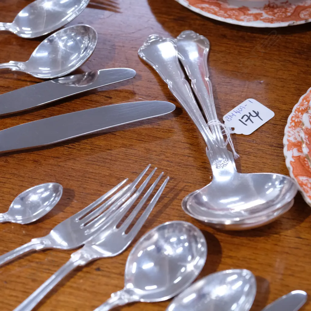 12 PERSON SILVER PLATE DANISH CUTLERY - ANNE MARIE PATTERN Image 1++