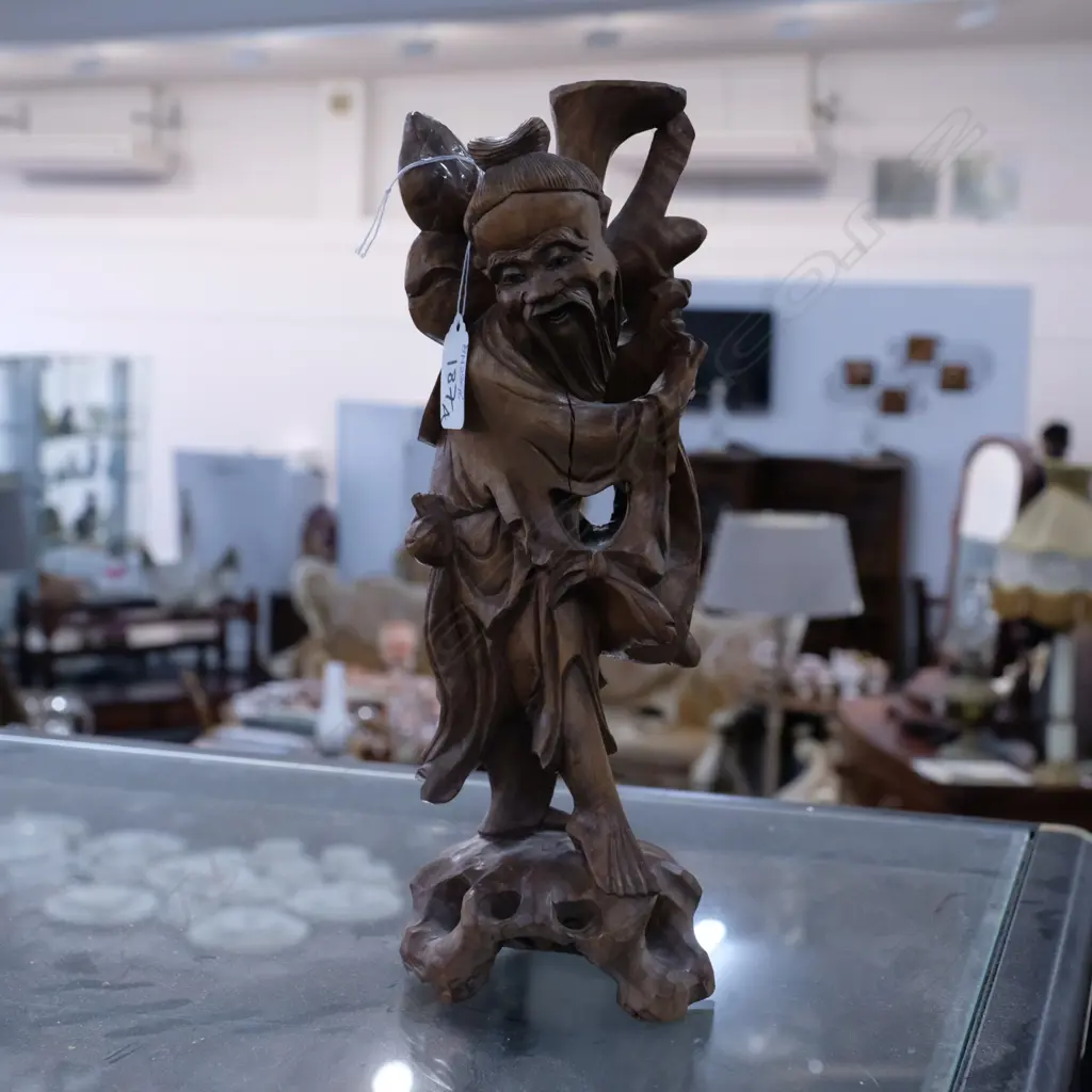 CARVED WOODEN CHINESE FIGURE, H. 310MM Image 1++