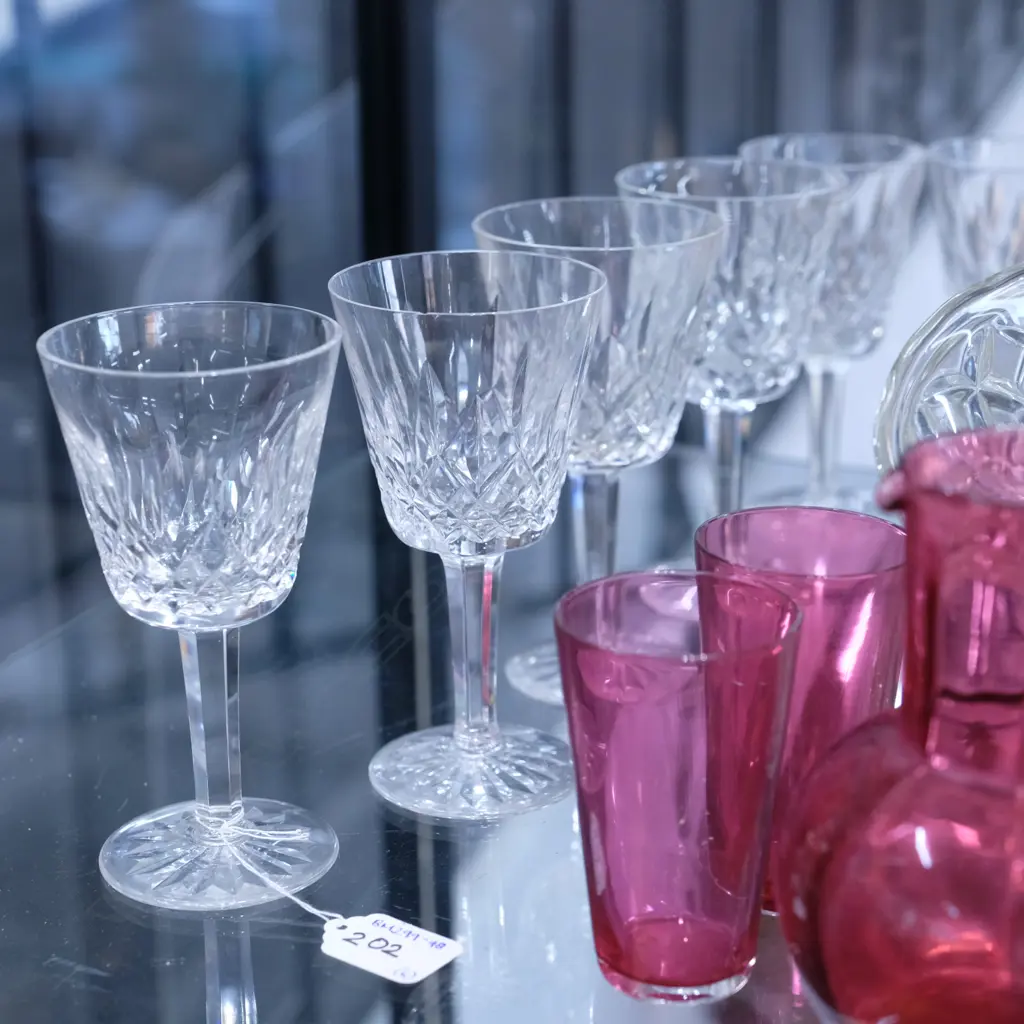 6 HARLEQUIN WATERFORD CRYSTAL WINE GLASSES. TALLEST 145MM  Image 1++