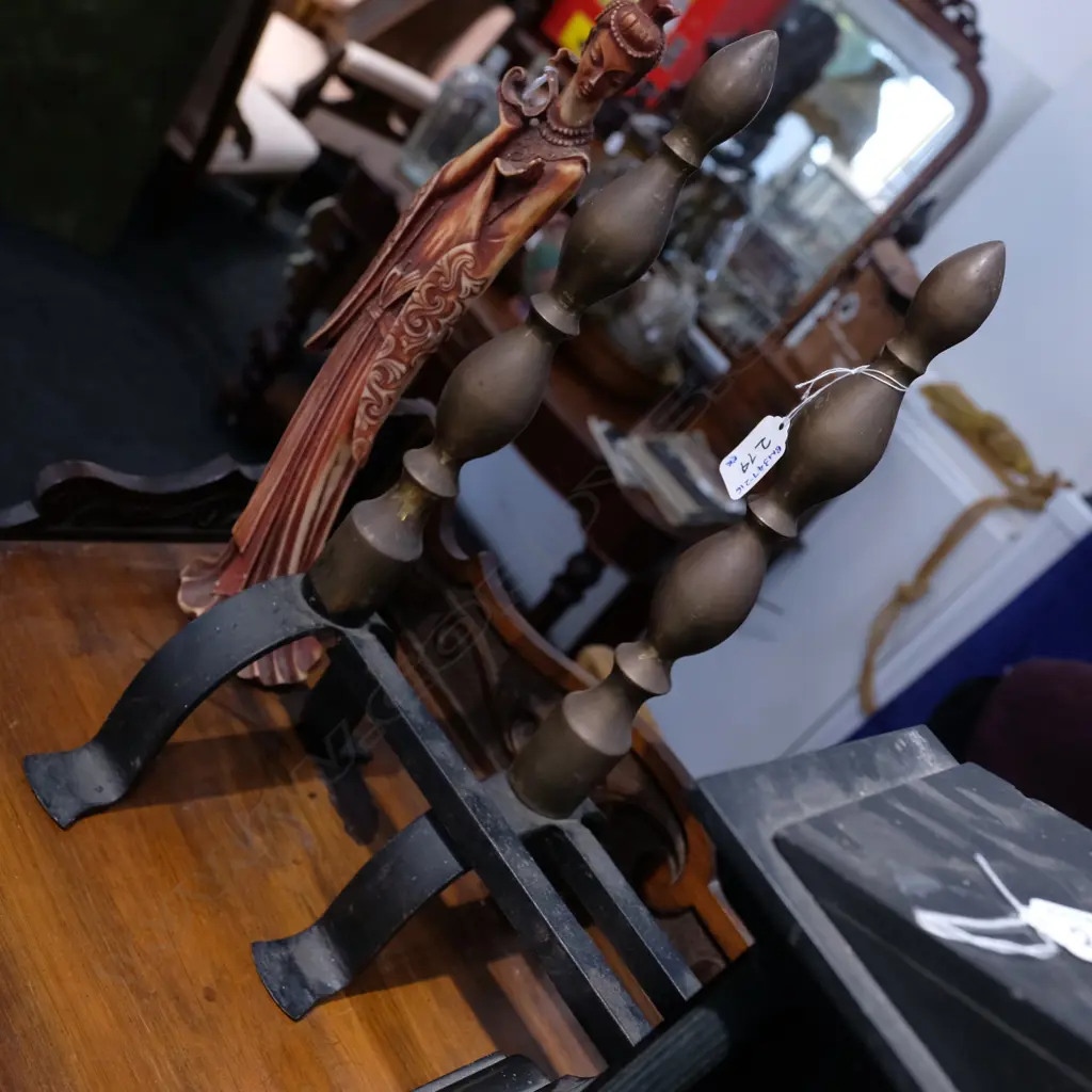 PR BRASS/CAST IRON FIRE DOGS. H. 415MM Image 1++