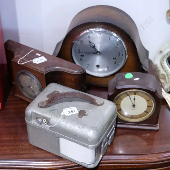 3 MANTLE CLOCKS PLUS TIME CLOCK