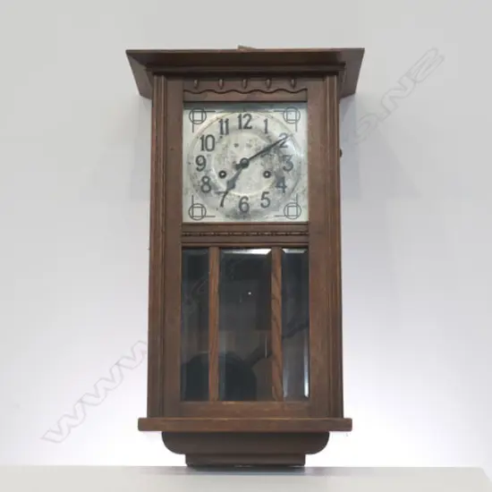 EUROPEAN OAK FRAMED WALL CLOCK, H. 670MM