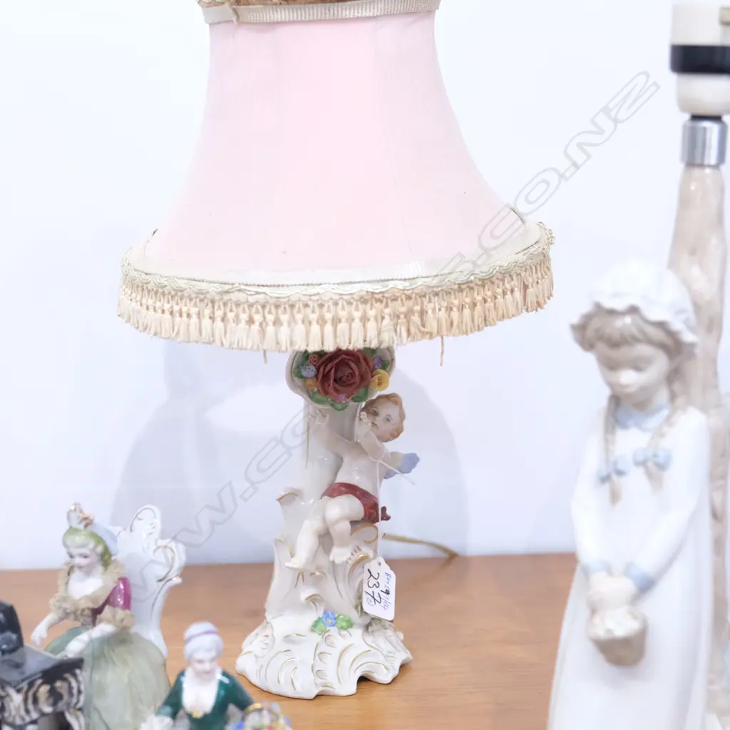 CAPIDIMONTE CANDLESTICK LAMP TOGETHER WITH ZAFHIR LAMP. LARGEST H. 430MM Image 1++