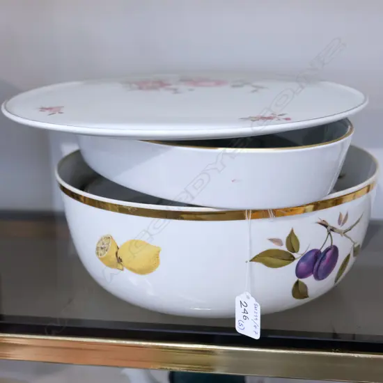 3 EVESHAM PLATTERS / LARGE BOWL / HUTSCHENREUTHER SERVER. BOWL DIA. 290MM