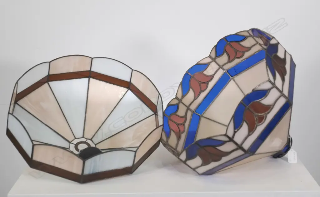 2 LEADLIGHT LIGHT SHADES C1970, W 430MM Image 1++