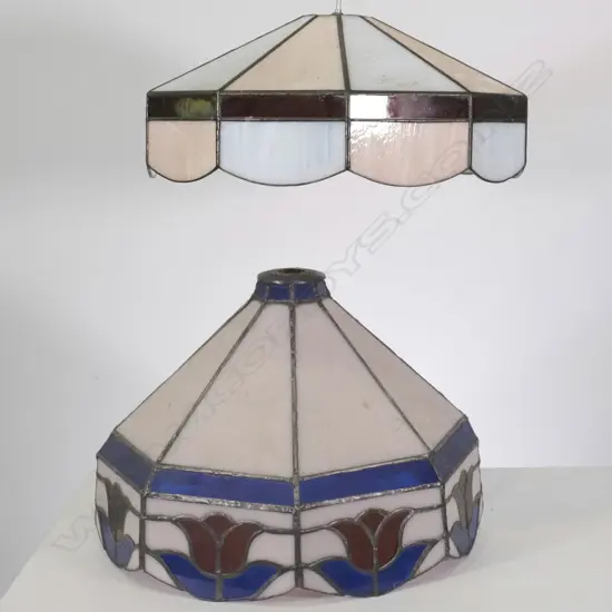2 LEADLIGHT LIGHT SHADES C1970, W 430MM
