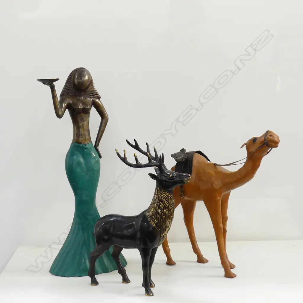BRONZE STAG, LEATHER CAMEL, METAL TALL FEMALE Image 1++