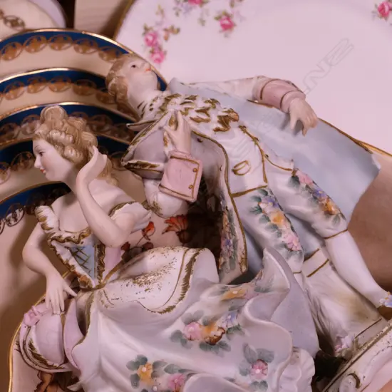 ASST LOT ELIZBETHAN PART TEA SET+ASST CHINA,FIGURES ETC