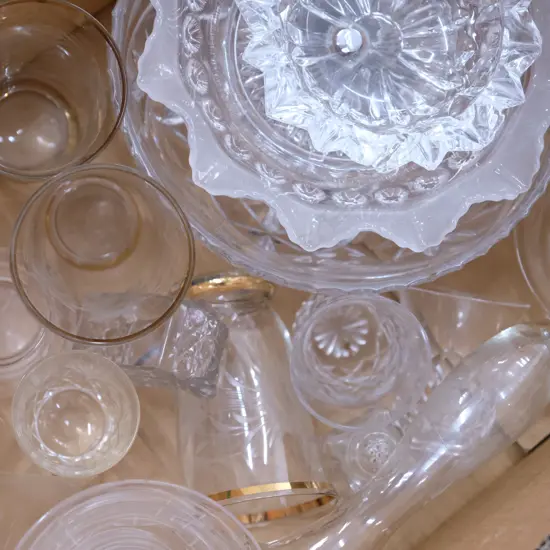 LOT ASST CRYSTAL GLASSES / BOWLS / COMPORTS ETC