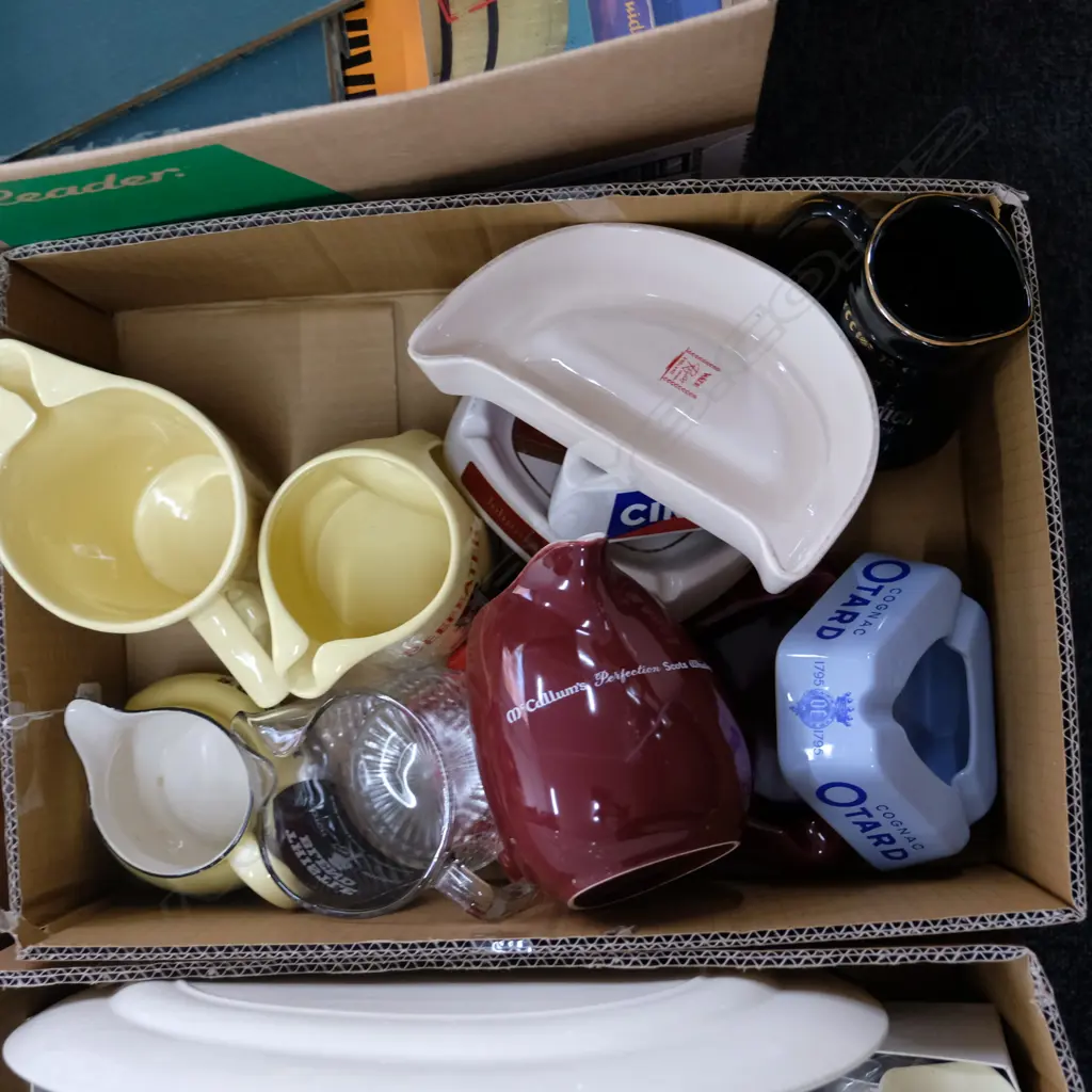 LOT ASST WHISKEY JUGS AND ASHTRAYS Image 1++