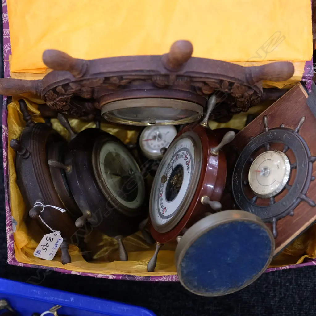 8 SHIPS WHEEL STYLE BAROMETERS, LARGEST INC SPOKES DIA. 320MM Image 1++