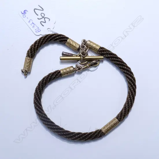 VICTORIAN HAIR FOB CHAIN WITH 9CT GOLD FITTINGS