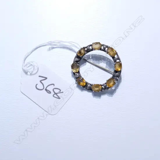 UNMARKED SILVER & CITRINE BROOCH