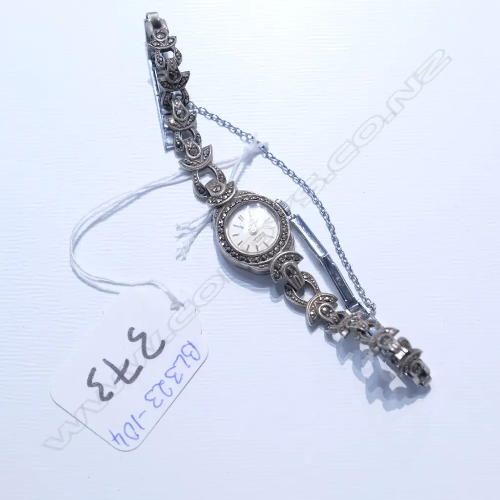 SILVER AND MARCASITE COCKTAIL WATCH Image 1++