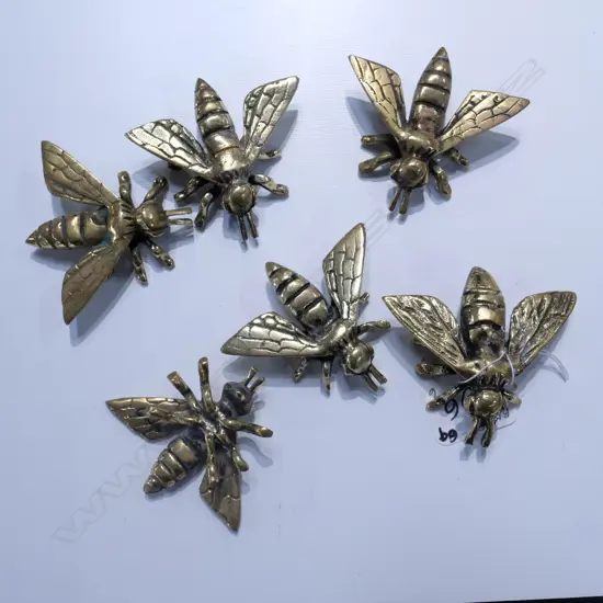 6 SMALL CASTED BRONZE BEES