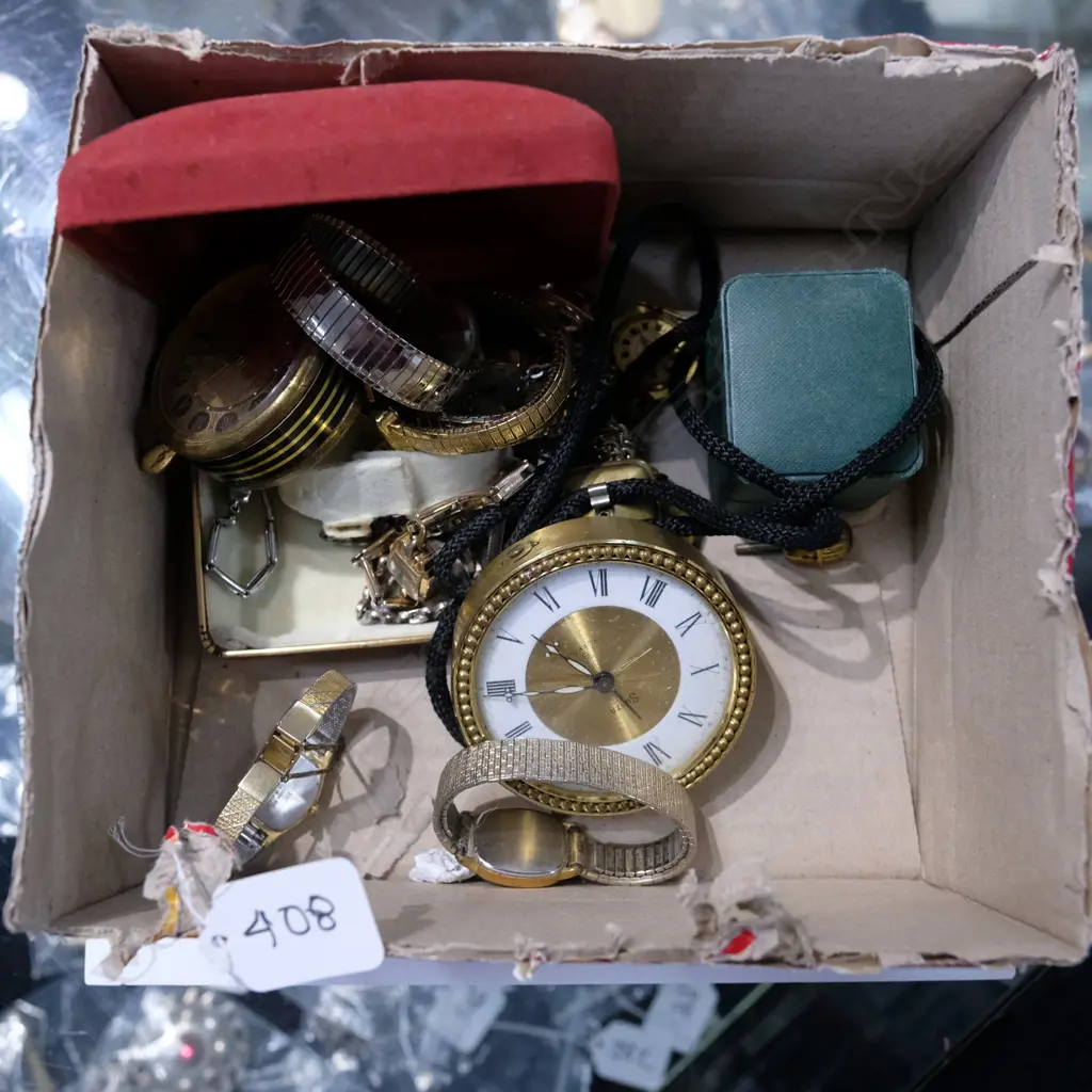 LOT ASST WRISTWATCHES,CLOCKS,EARRINGS ETC  Image 1++