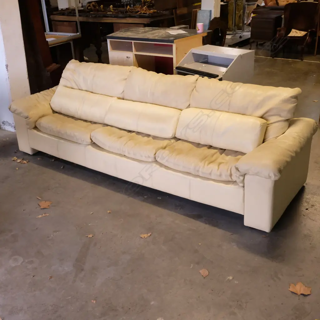 LONG LEATHER YELLOW SOFA. W. 2730MM Image 1++