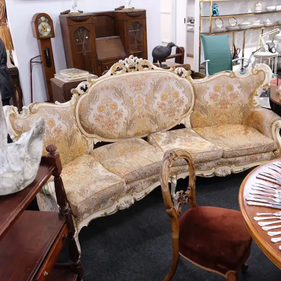 LARGE ROCOCO STYLE COUCH W. 2460MM D. 700MM H. 1160MM