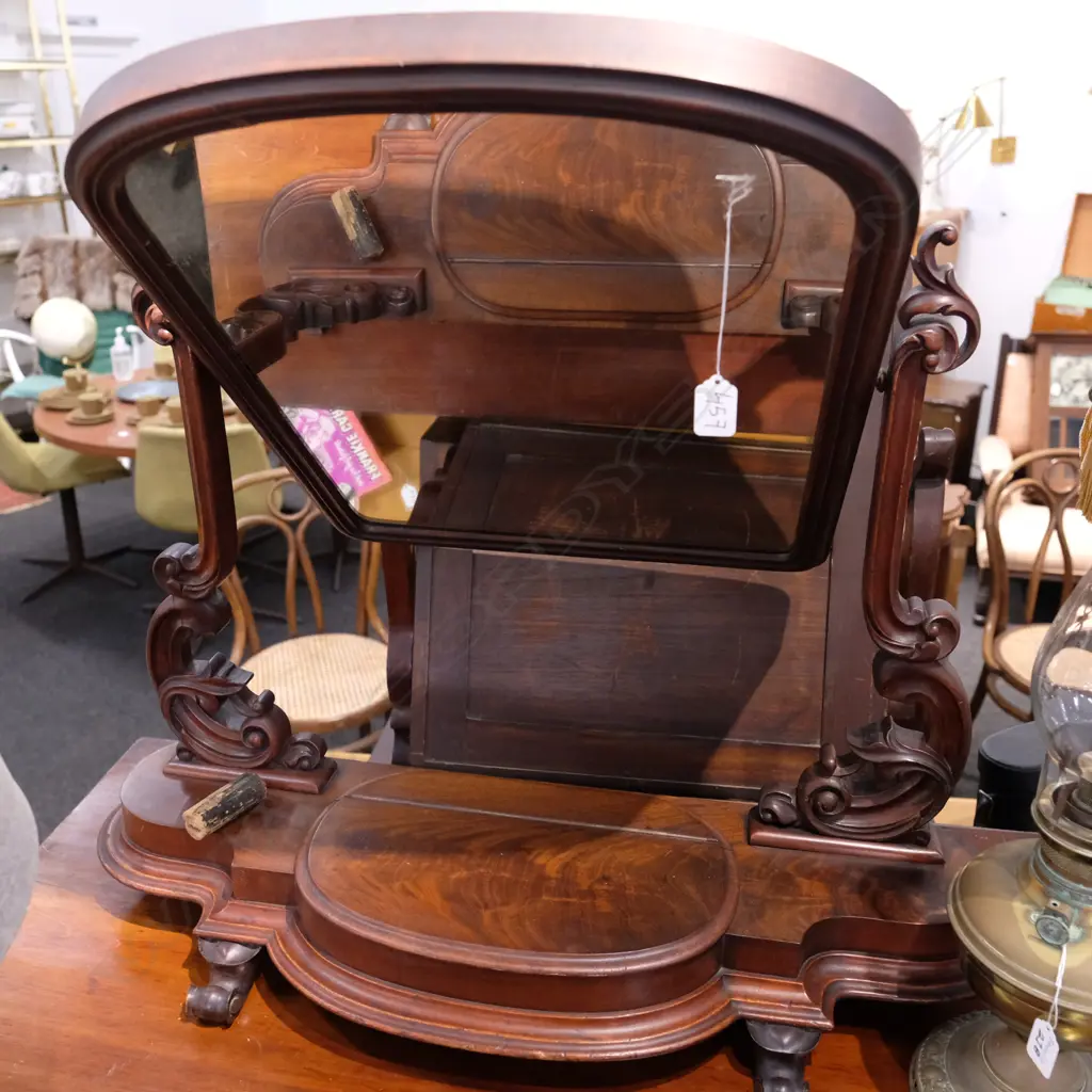 VICT. MAHOGANY SWING MIRROR H. 810MM Image 1++