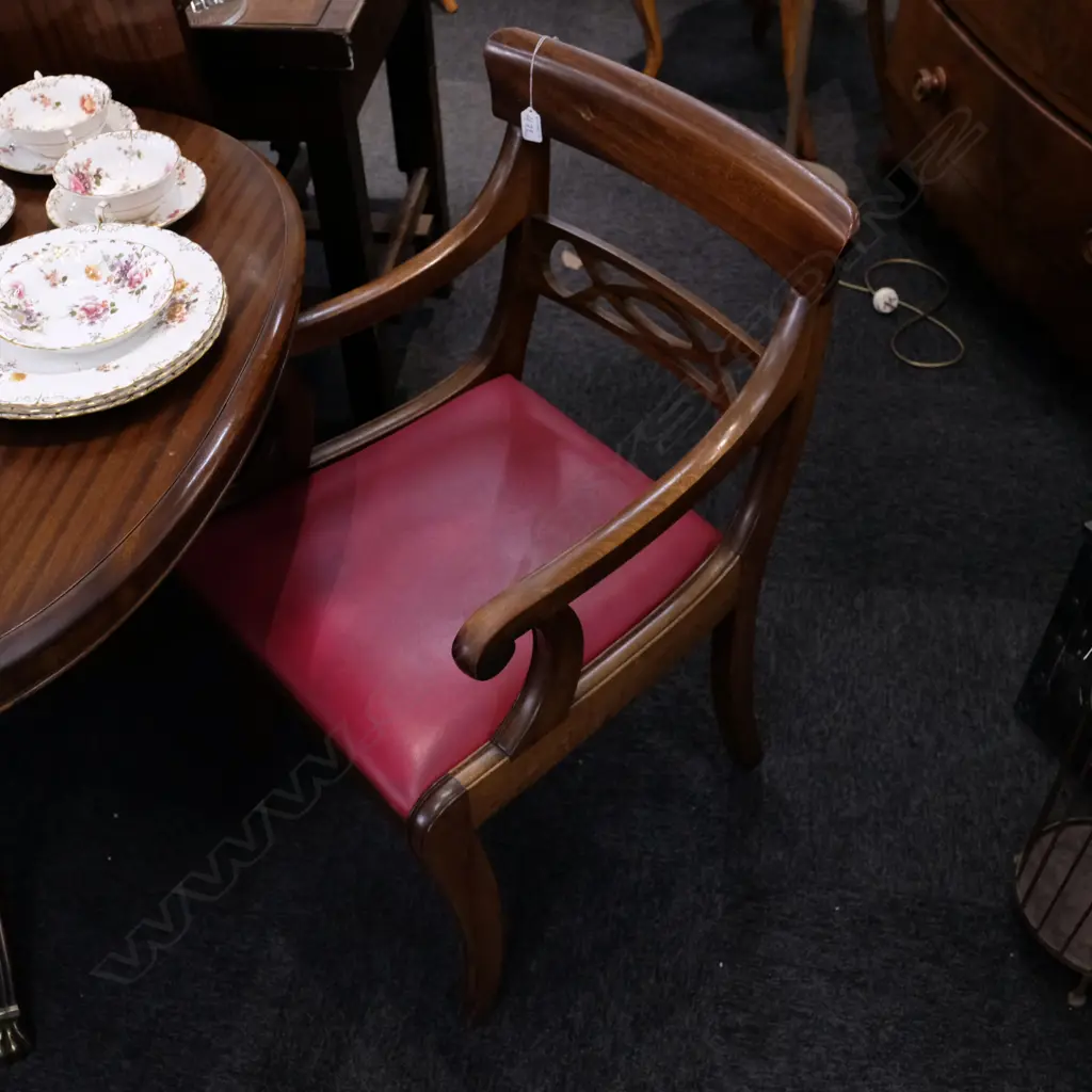 6 REPRODUCTION REGENCY STYLE DINING CHAIRS (2 CARVERS) W. 500MM D. 530MM H. 850MM  Image 1++