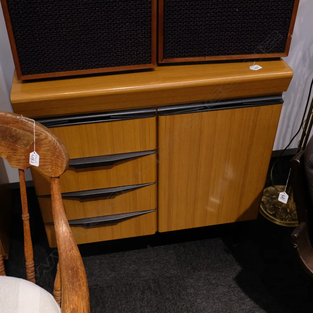 RETRO STYLE LOWBOY WITH CUPBOARD MARKED SALVORANI. H. 935MM W. 795MM Image 1++