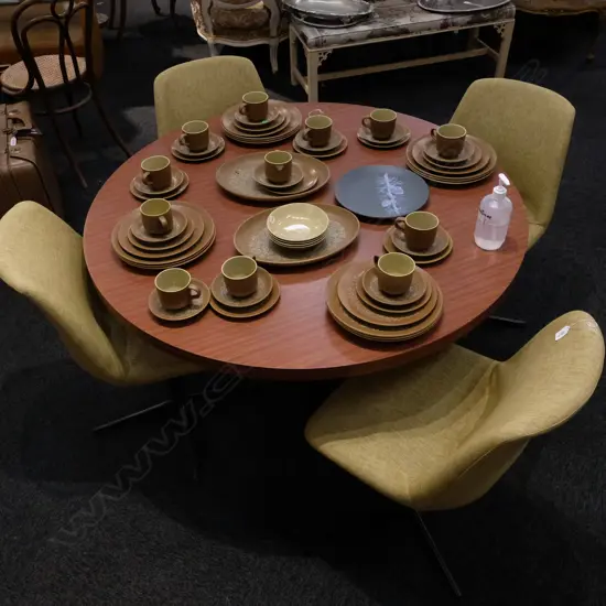 ROUND FORMICA TABLE W/ 4 CHAIRS (POSSIBLY NAMCO). TABLE DIA. 1205MM