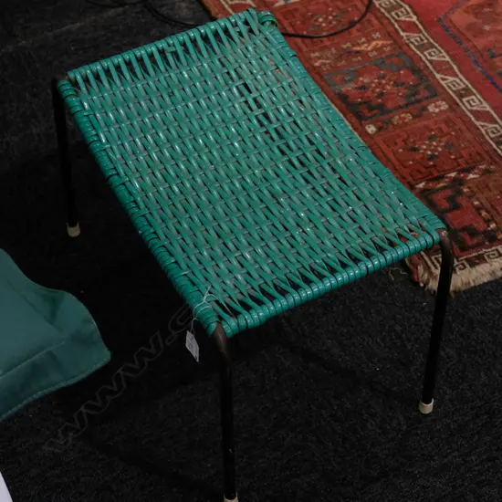 RETRO GREEN CANE  FOOT STOOL H. 320MM