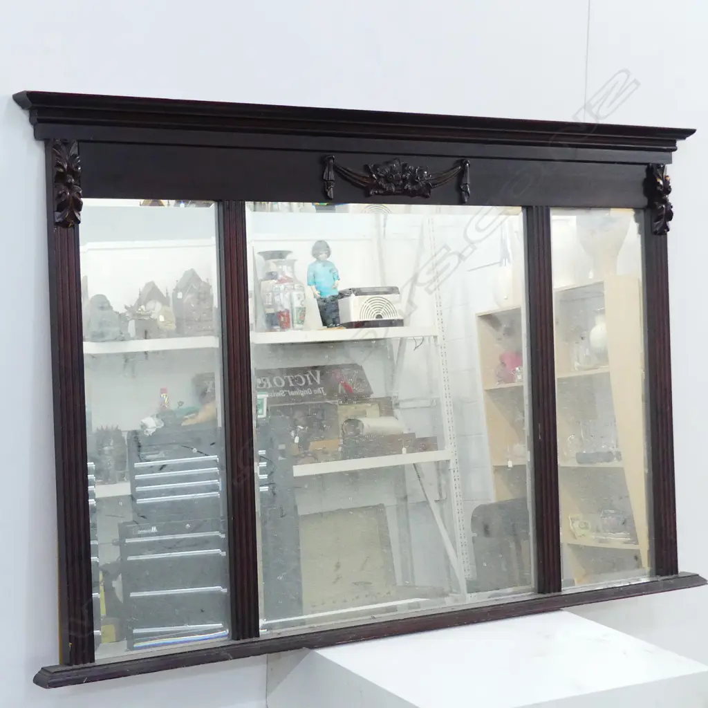 REGENCY STYLE, MANTEL THREE PART BEVELLED MIRROR, W. 1207MM Image 1++
