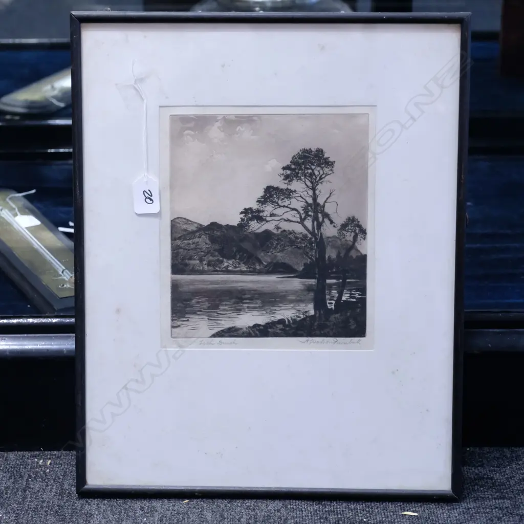 FRAMED ENGRAVING A.W. TURNBULL 'LOCKE DUICH' - H. 220MM W.  200MM Image 1++