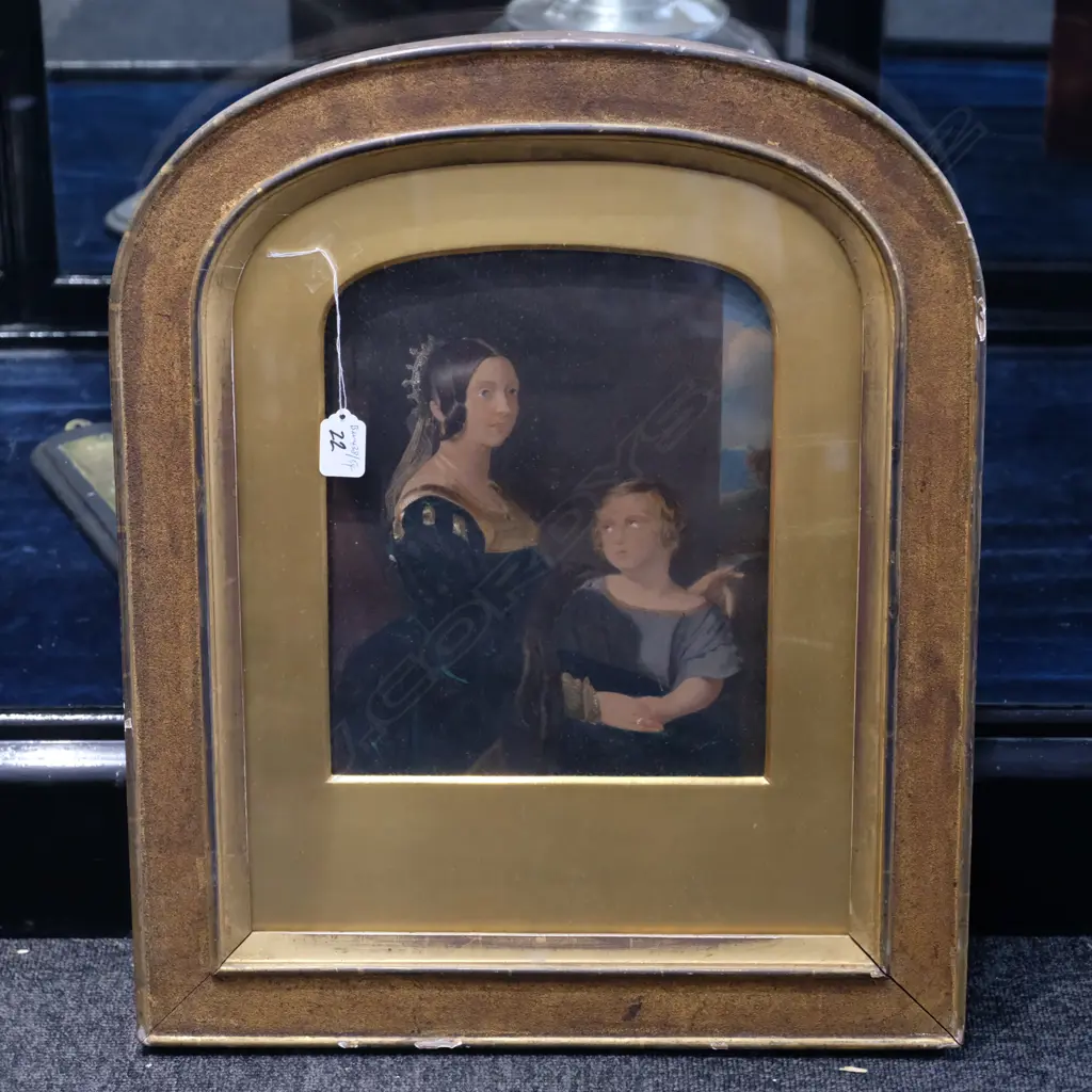 19TH C. FRAMED COLOUR LITHO 2 CHILDREN H. 550MM W. 450MM Image 1++