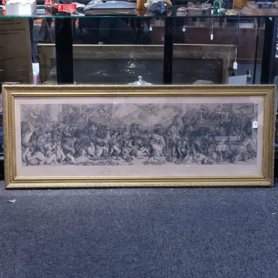 LARGE GILT FRAMED 19TH C. ENGRAVING 'DEATH OF NELSON'. FRAME H. 500MM X 1330MM