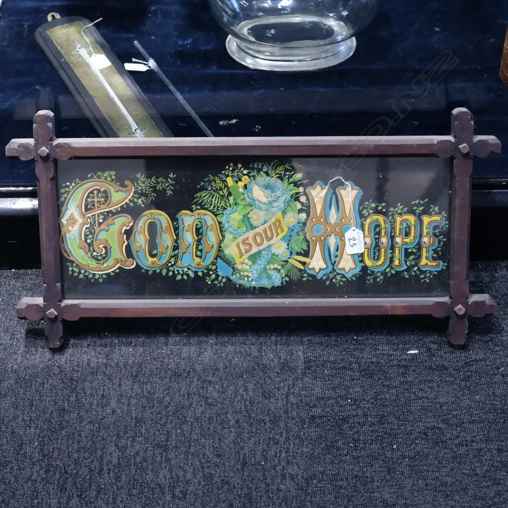 'GOD IS OUR HOPE' FRAMED LITHOGRAPH. FRAME H. 320MM X 640MM Image 1++