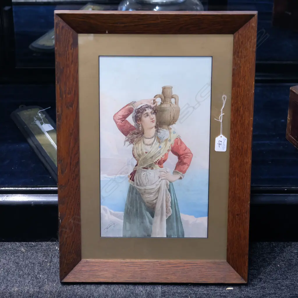 ITALIAN SCHOOL W/C OF YOUNG WOMAN WATER CARRIER - H. 400MM X 220MM Image 1++