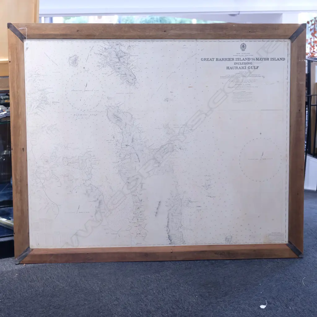 LARGE FRAMED VINTAGE MAP GREAT BARRIER ETC W. 1700MM X 1380MM Image 1++