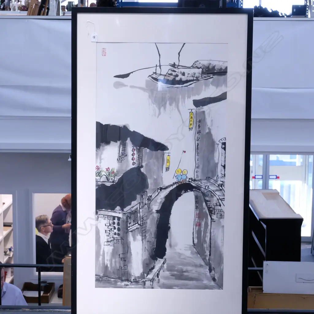 LARGE CONTEMPORARY CHINESE LANDSCAPE BY SHANGHAI BASED ARTIST MICHEL SHAUIXING Image 1++