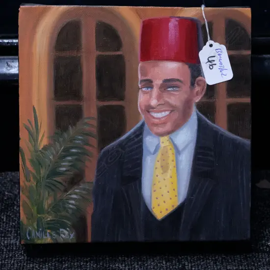 CAMILLE FOX OIL ON CANVAS "NAGUIB" 200MM X 200MM